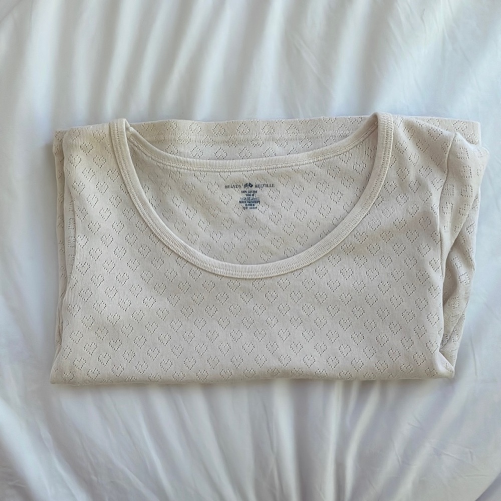 Cream baby doll tee with hearts